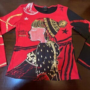 Y2K Vintage Custo Barcelona Shirt S/M Winter Girl Graphic Spanish Designer